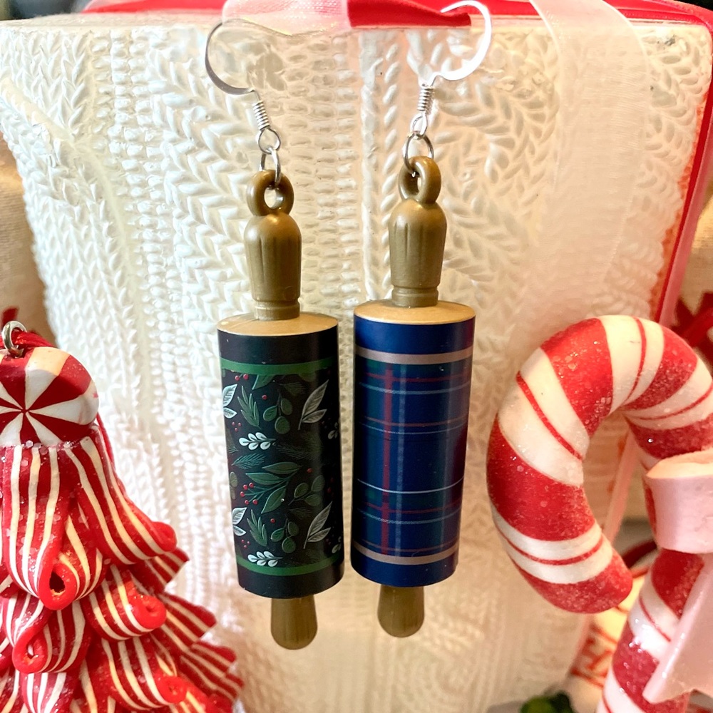 Mini rolling pin earrings for ugly Christmas sweater